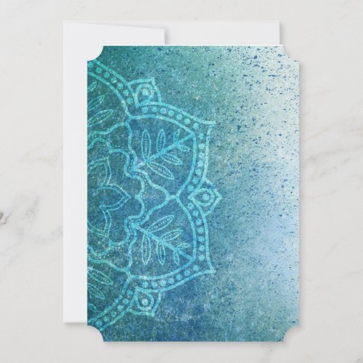 Ardoise Bleu et Or Mandala Mariage Invitations (Dos)