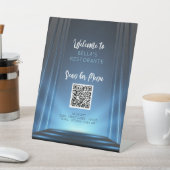 Ardoise Bleu Menu Restaurant Code QR Panneau Table (In SItu)