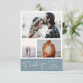 Ardoise bleu pastel aéré | Carte photo de remercie (Debout devant)