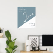 Ardoise Bleue Pastel Aéré | Affiche de Bienvenue d (Bureau à domicile)
