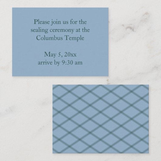 Ardoise Blue Diamonds Temple Sealing Invitation (Devant / Derrière)