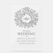 Ardoise circulaire feuille mariage gris foncé et b (Recto)