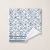 Ardoise Gris Bleu Cercle Fleur Motif Courbe de dou (Gant de toilette)