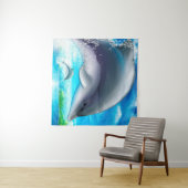 Ardoise gris bleu Océan Dauphins Tapisserie (En situation (horizontale))