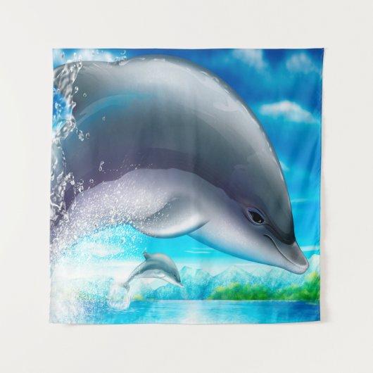 Ardoise gris bleu Océan Dauphins Tapisserie (Devant)