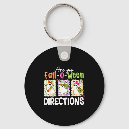 Are You Fall-o-ween Directions Cute Ghost Teacher Sleutelhanger (Voorkant)
