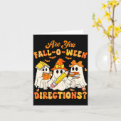 Are You Fall-o-ween Directions Funny Ghost Teacher Kaart (Gele Bloem)