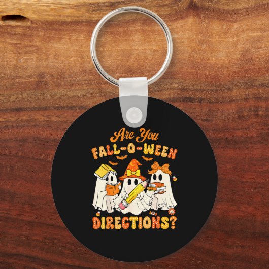 Are You Fall-o-ween Directions Funny Ghost Teacher Sleutelhanger (Voorkant)