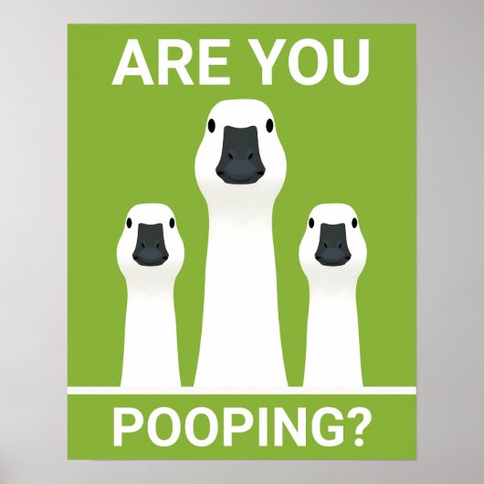 Are You Pooping? Silly Geese Funny Bathroom Poster (Voorkant)