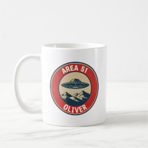 Area 51 Geheim Retro UFO Alien Badge Koffiemok