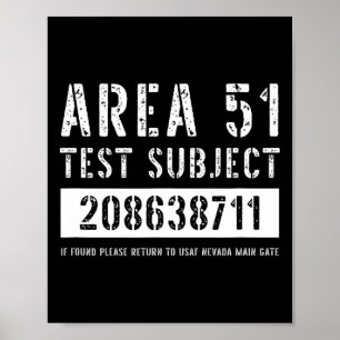Area 51 Test Subject 8711 Buitenaardse ontvoering Poster