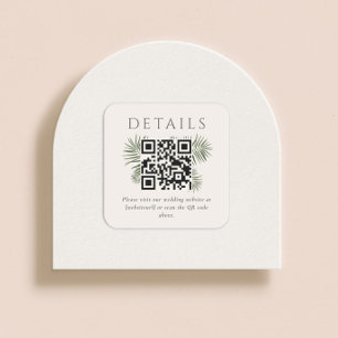 Areca Modern Waterverf Palm Wedding QR-code Vierkante Sticker