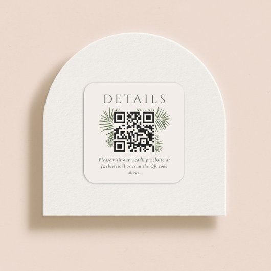 Areca Modern Waterverf Palm Wedding QR-code Vierkante Sticker