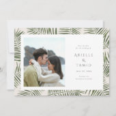 Areca Modern Waterverf Palm Wedding Save the Date (Voorkant)