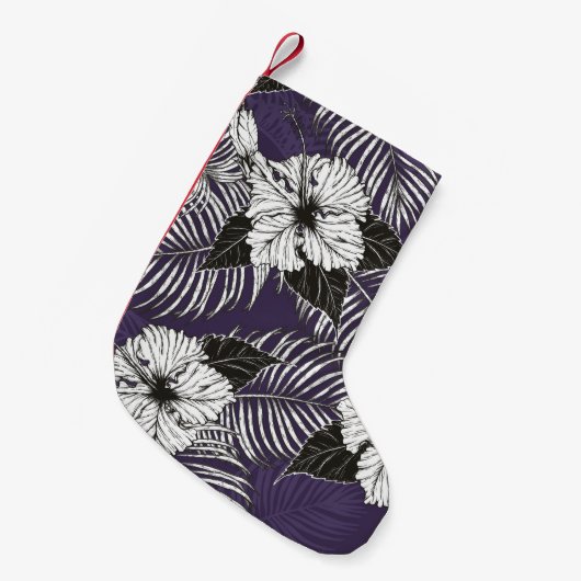 Areca palm en Hibiscus schetsen met handtekening. Kleine Kerstsok (Voorkant (Hangend))