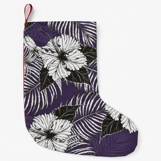 Areca palm en Hibiscus schetsen met handtekening. Kleine Kerstsok (Voorkant)