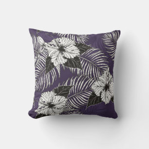Areca palm en Hibiscus schetsen met handtekening.  Kussen