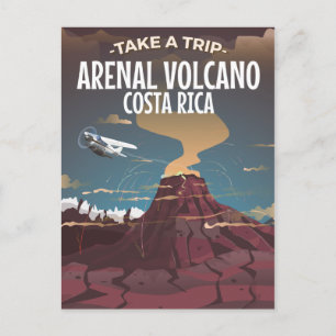 Arenal vulkaan Costa Rica vintage cartoon Briefkaart