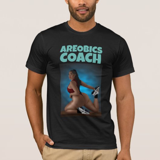 AREOBICS COACH MANNEN GROTE BOTTOMED BEAUTY T SHIR T-SHIRT (Voorkant)