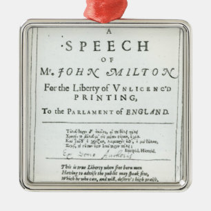 Areopagitica' toespraak van John Milton Metalen Ornament