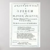 Areopagitica' toespraak van John Milton Poster (Voorkant)