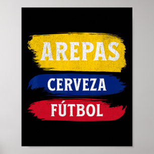 Arepas Bier Voetbal Ecuador Vlag Voetbal Bier Zijn Poster
