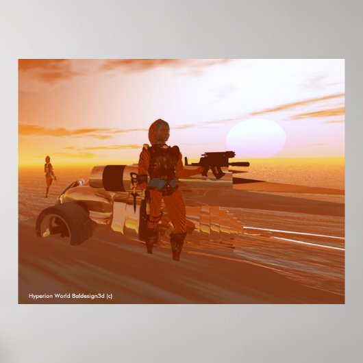 ARES CYBORG, DESERT HYPERION, SCIENCE FICTION Scif Poster (Voorkant)