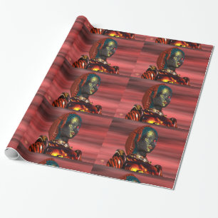 ARES CYBORG PORTRAIT Red Science Fiction Sci-Fi Cadeaupapier