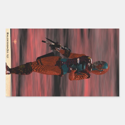 ARES CYBORG Red Sunset Science Fiction, Sci-Fi Rechthoekige Sticker (Voorkant)