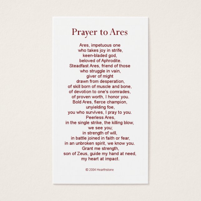 Ares Prayer Kaart (Voorkant)