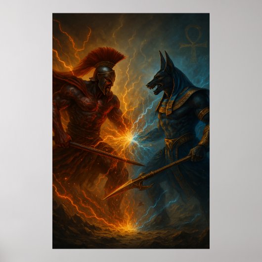 Ares vs Anubis — Ancient Gods Duel Poster (Voorkant)