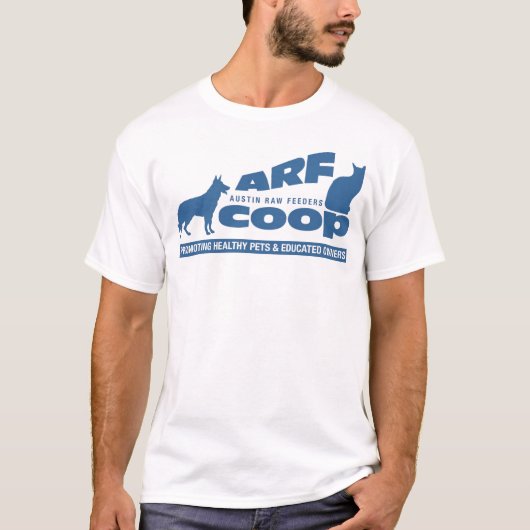 ARF Co-op: blauw op wit T-shirt (Voorkant)