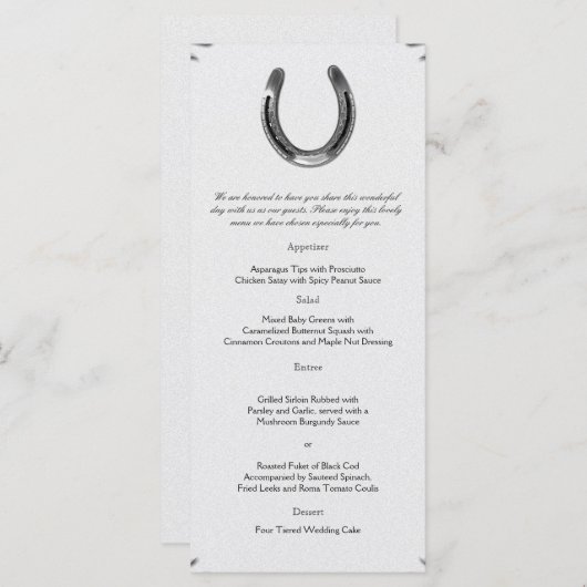 Argent à cheval sur le menu Mariage blanc (Devant / Derrière)