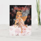 Argent Angel Carte de remerciements avec mignon An (Devant)