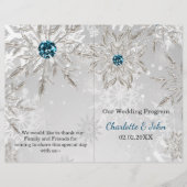 argent aqua snowflakes programme de mariage d'hive (Devant)