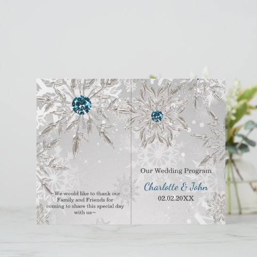 argent aqua snowflakes programme de mariage d'hive (Debout devant)