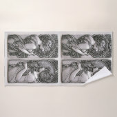 Argent, Art nouveau, design, femelles, Mucha, beau (Serviette de bain)