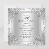 Argent & Bijou blanc Damask Invitation d'anniversa (Dos)