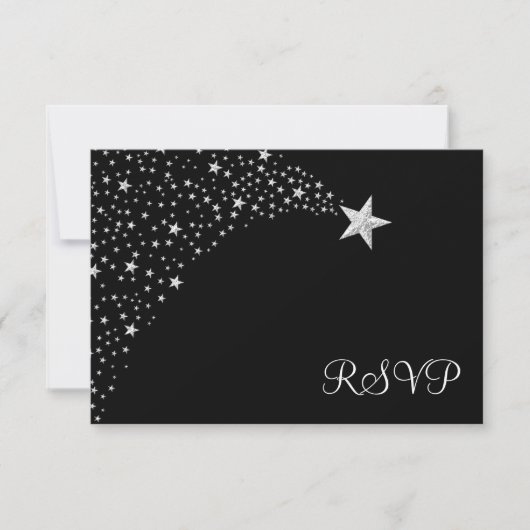 Argent Black Falling Stars Bat mitzvah RSVP (Devant)