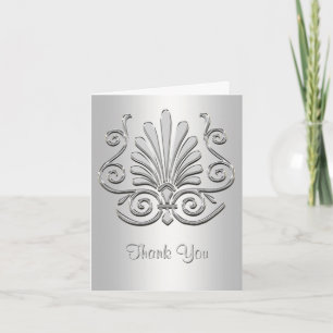 Argent blanc Art déco Damask Merci