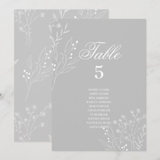 Argent Blanc Coin Floral Boho Cartes de sièges (Devant / Derrière)