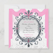 Argent Blanc Fancy Frame Sweet 16 Party Invitation (Dos)