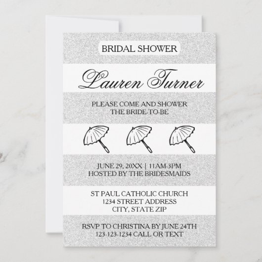 Argent&Blanc - Invitation de douche nuptiale (Devant)