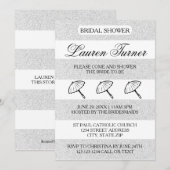 Argent&Blanc - Invitation de douche nuptiale (Devant / Derrière)