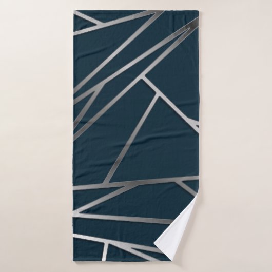Argent bleu moderne géométrique (Serviette de bain)