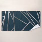 Argent bleu moderne géométrique (Serviette de bain)