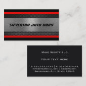 Argent brillant, Chrome Look Carte de visite (Devant / Derrière)