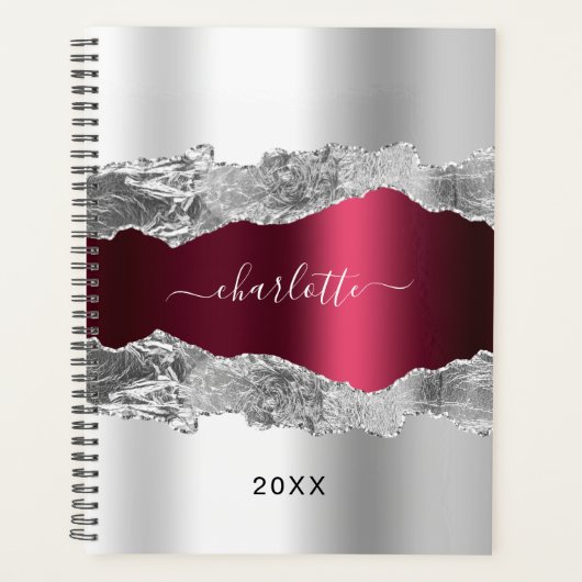 Argent burgundy agate nom de marbre script 2023 (Devant)