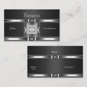 Argent carte de visite sur bijou en diamant noir g (Devant / Derrière)