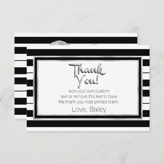 Argent, cartes rayées noires et blanches de Merci (Devant / Derrière)
